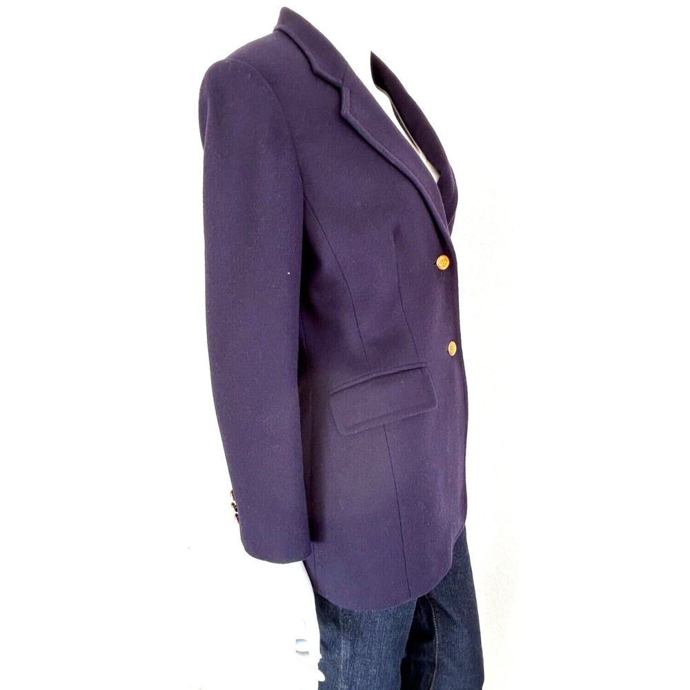 Women Aaron's Intl Custom Tailor  Cashmere Jacket Blazer Hong Kong Blue M EUC - Picture 8 of 9